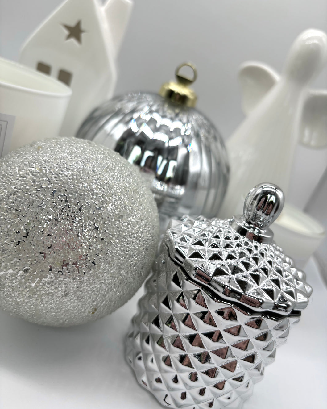 Small Silver Geometric Candle